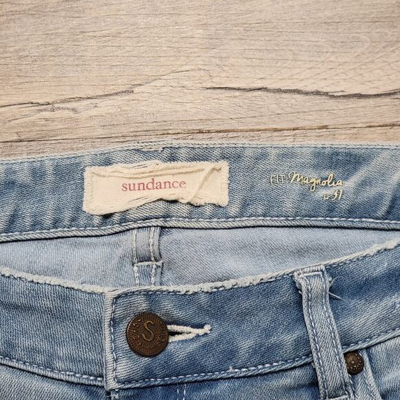 Sundance Magnolia Patchwork Embroidered Straight Leg Jeans Size 31 Boho Cottage - Picture 5 of 14